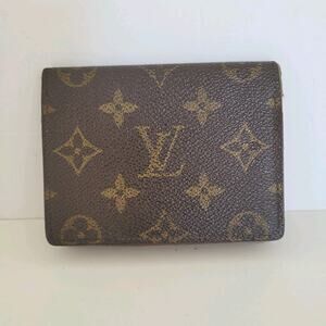 Vintage Louis Vuitton Unisex LV Brown Bi-Fold Leather Wallet Monogram Card Bill